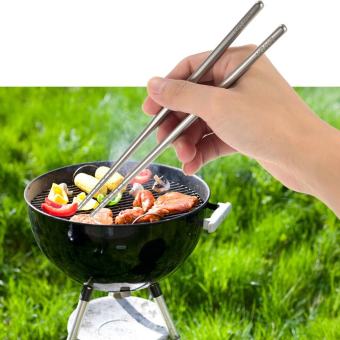 Lixada 1 คู่ไทเทเนียมน้ำหนักเบาแข็งแรงสแควร์ตะเกียบนำกลับมาใช้ใหม่พร้อมกระเป๋าใส่อุปกรณ์ตั้งแคมป์กลางแจ้ง 195 มิลลิเมตร -นานาชาติ