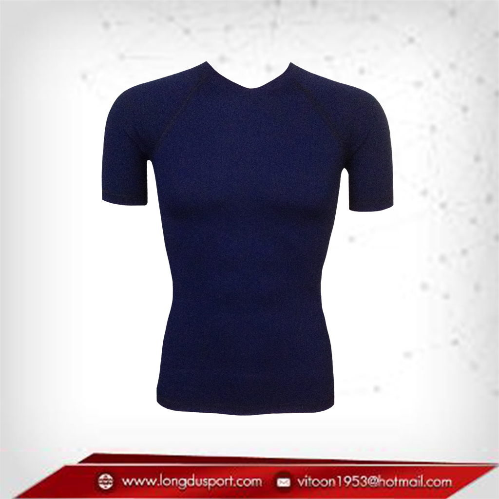 เสื้อรัดกล้ามเนื้อ แขนสั้นคอวี สีน้ำเงินเข้ม midnightblue