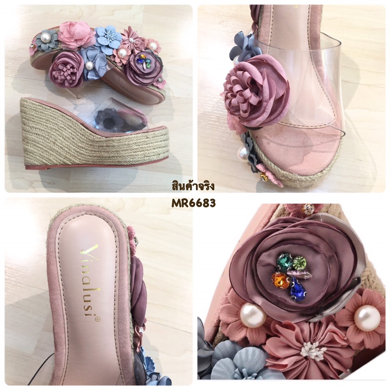 รองเท้าคัดเกรด premium งานเย็บปราณีตเลยค่ะ แต่งด้วยดอกไม้โทนสีพาสเทล