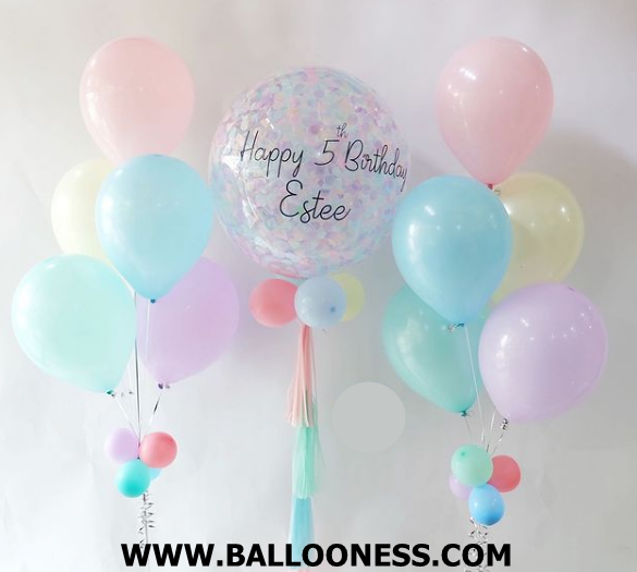 เซทลูกโป่งวันเกิดโทนพาสเทล ขนาด24นิ้ว + ช่อ 5ลูก 2ช่อ / Balloon 24" + 2bunch