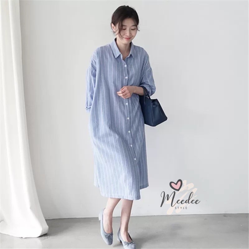 เดรสเชิ้ตลายทาง