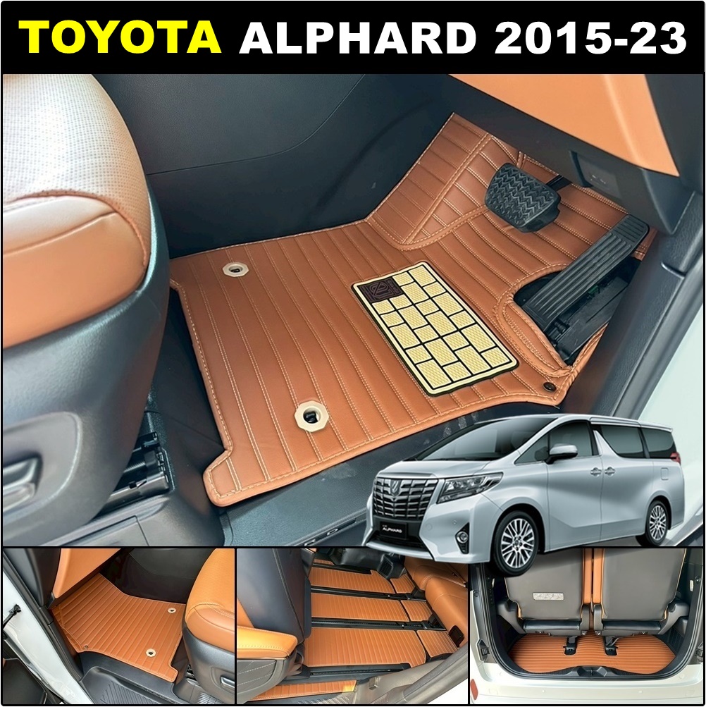 พรมปูพื้นรถยนต์ 5D TOYOTA ALPHARD 2015 -2023 พรมหนังลายตรง เต็มคัน 6ชิ้น
