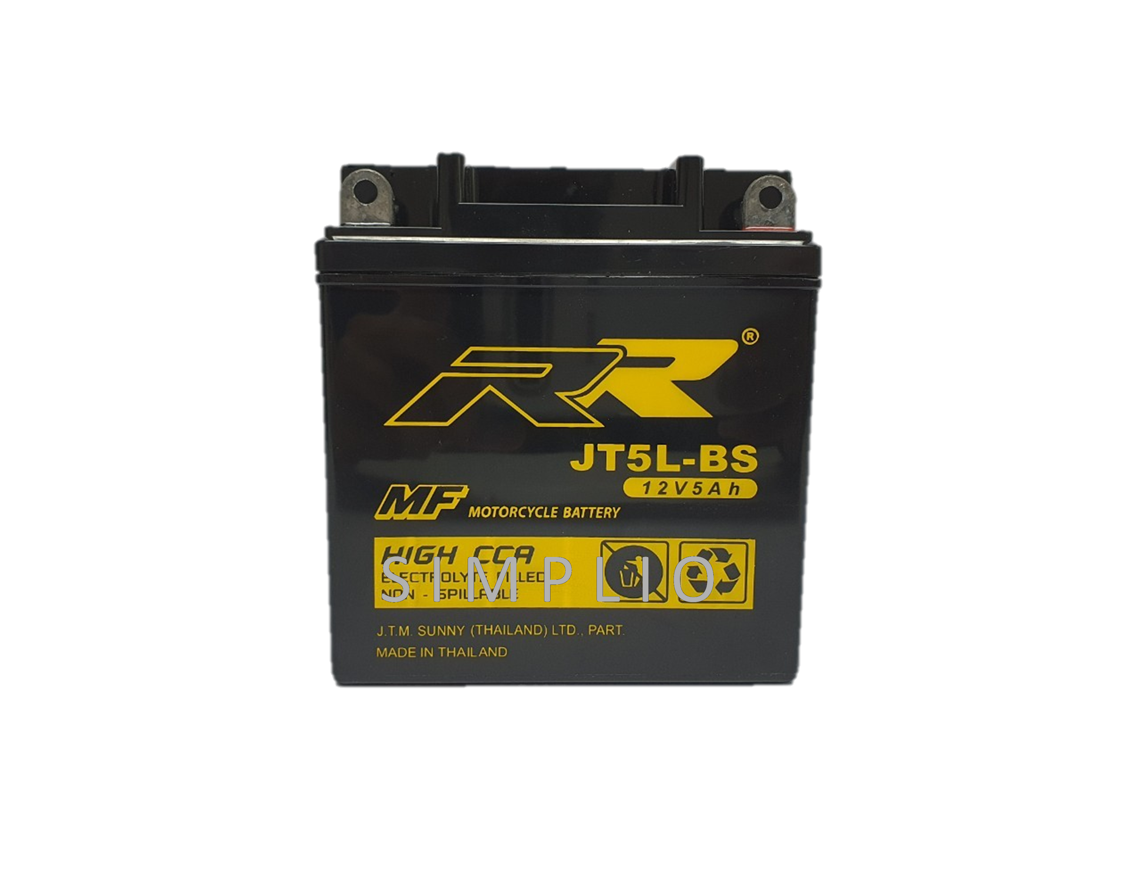 RR Battery JT5L-BS (12V 5AH) แบตเตอรี่สำหรับมอเตอร์ไซค์ (แบตมอไซ)