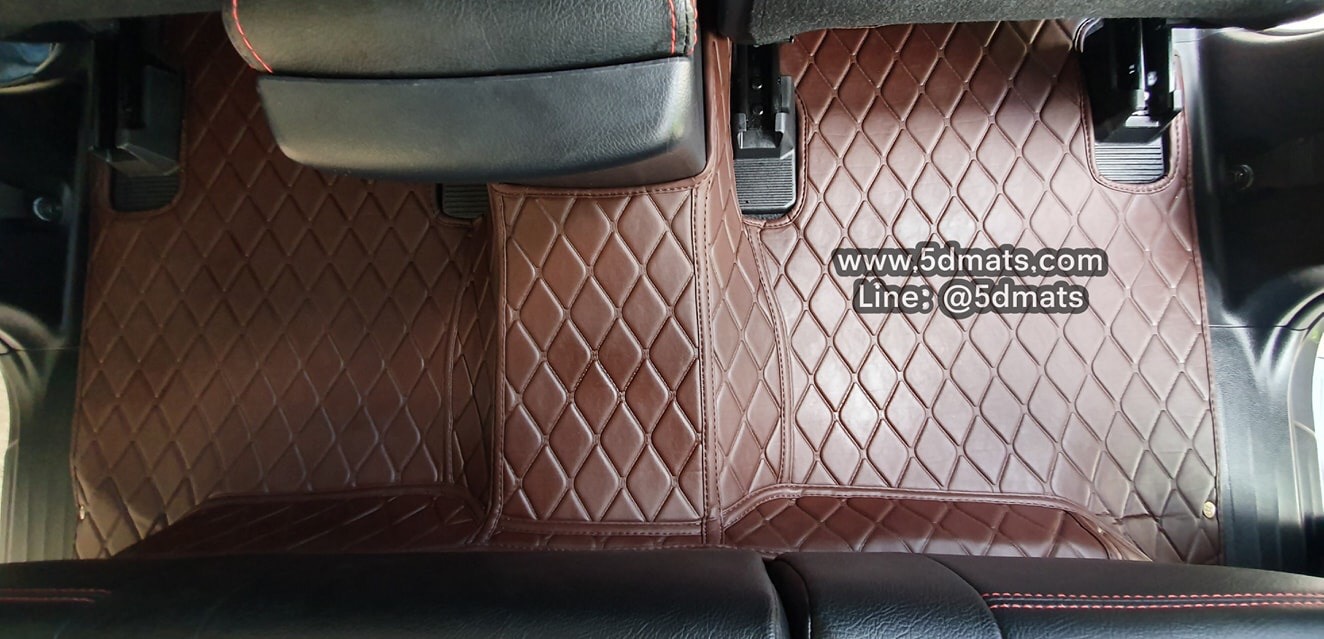 พรมปูพื้นรถยนต์5D REVO 4ประตู 13มิล ลายRICH สีกาแฟ 3ชิ้น