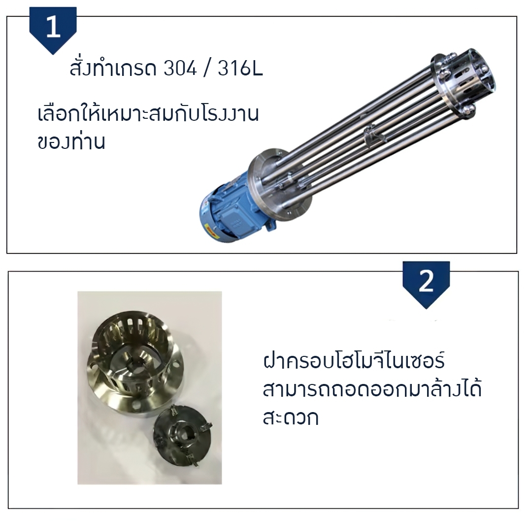 FRHมอเตอร์หัวปั่นโฮโมจีไนเซอร์ วัสดุสแตนเลส 304