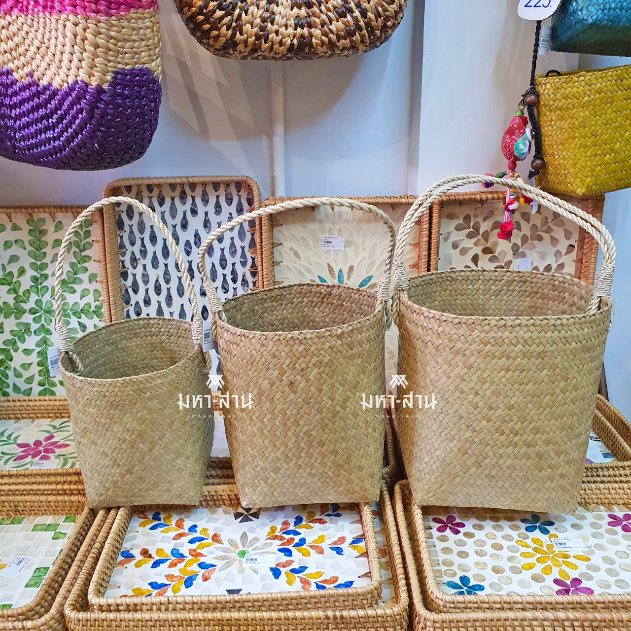 กระเป๋ากระจูด หูหิ้ว กระเช้าของขวัญ กล่องของขวัญ basket bag 🍃