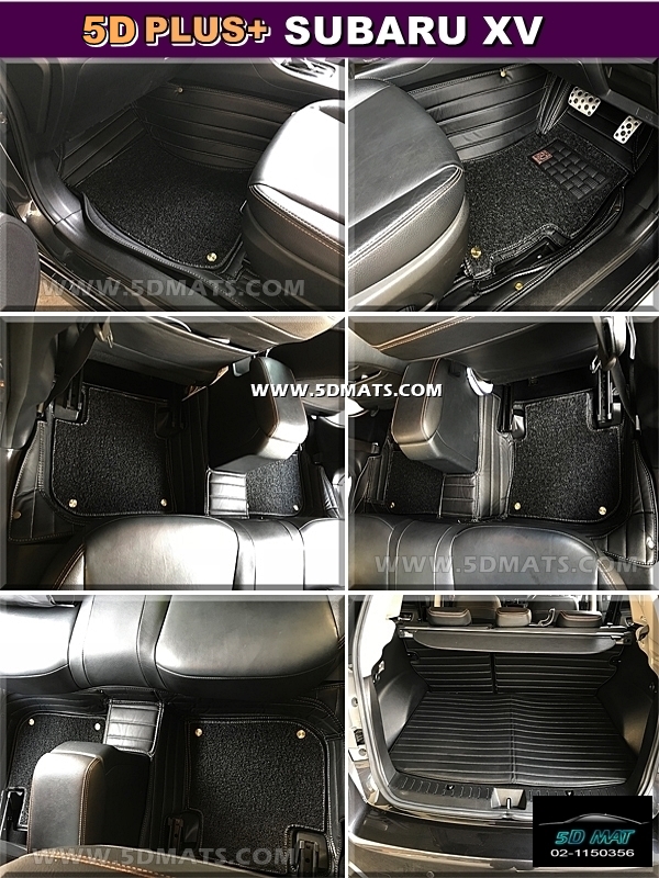 พรมปูพื้นรถยนต์5D 13มิล SUBARU XV สีดำด้ายครีมลายตรง6ชิ้น+ พรมดักฝุ่นไวนิล4ชิ้น