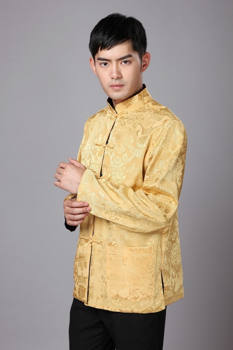 เสื้อจีนผู้ชาย โทนแดงทอง