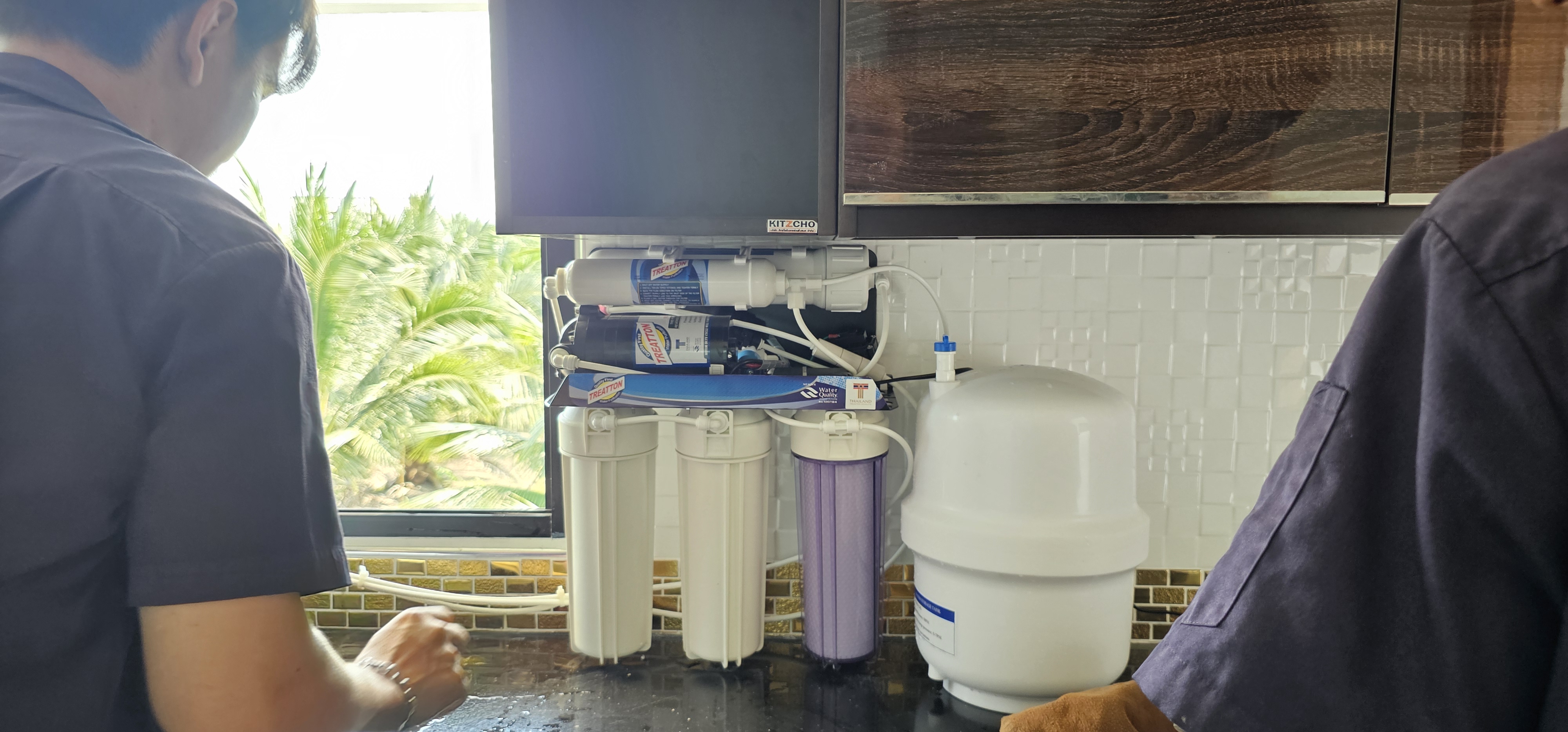 ถังกรองน้ำภายในบ้าน2ถังขนาดจุสาร50ลิตร ระบบล้างAUTO+เครื่องกรองน้ำดื่มระบบRO