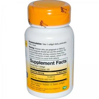Nature's Way, Vitamin A, 10,000 IU, 100 Softgels
