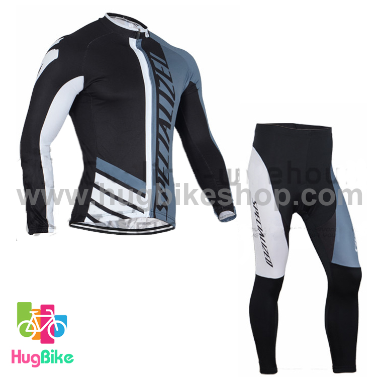 ชุดจักรยานแขนยาวทีม Specialized 16 (02) สีดำเทาขาว