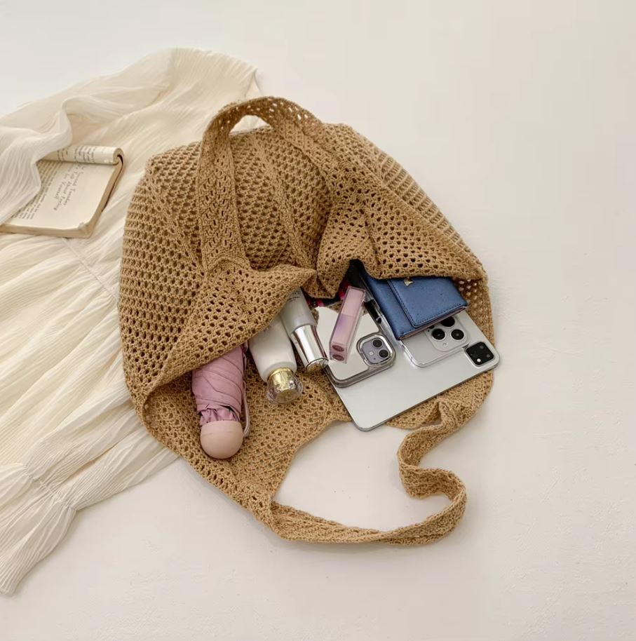 กระเป๋าถักสะพายไหล่ ทรงย่าม ช้อปปิ้ง สไตล์เกาหลี ใส่ของได้เยอะ 💐