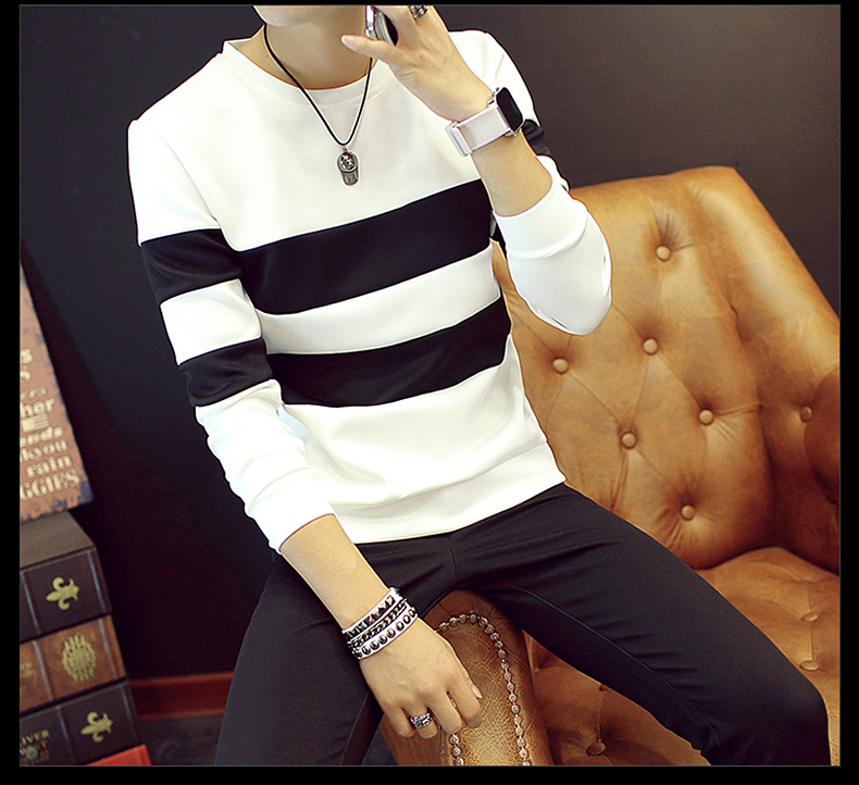 เสื้อยืดชาย แขนยาว พอดีตัว (Hob สีดำฤดูใบไม้ผลิและฤดูใบไม้ร่วงวรรค)