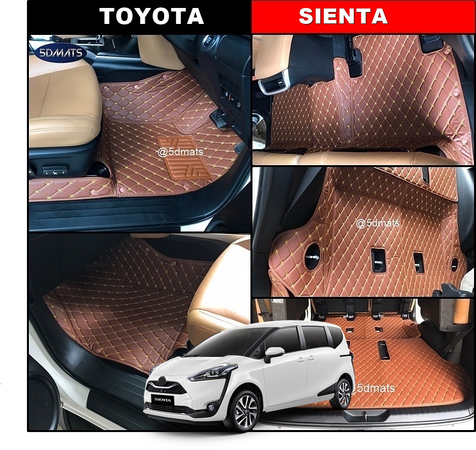 พรมปูพื้นรถยนต์6D TOYOTA SIENTA พรม6D หนังpvcแท้ หนานุ่ม เกรดA เต็มคัน (7ชิ้น) st
