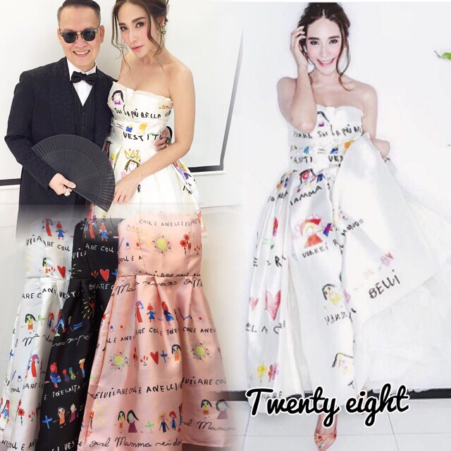 เกาะอกมีซิบหลังจับจีบรอบเอวพิมลายตามตัว