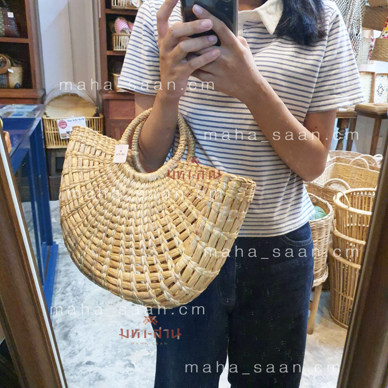 กระเป๋าผักตบชวา ถือ ของฝาก งานแฮนด์เมด💕