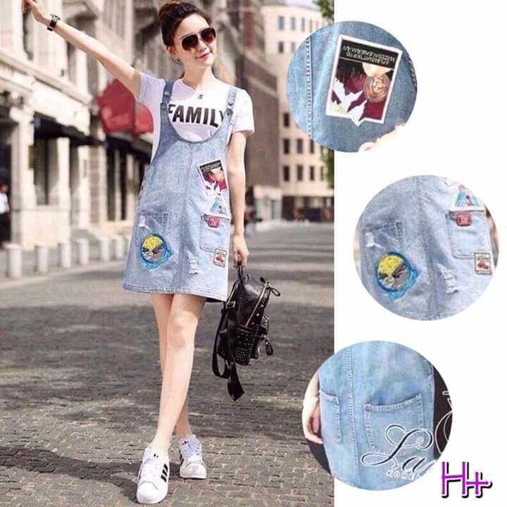 ชุดเอี๊ยมกระโปรงยีนส์แฟชั่น