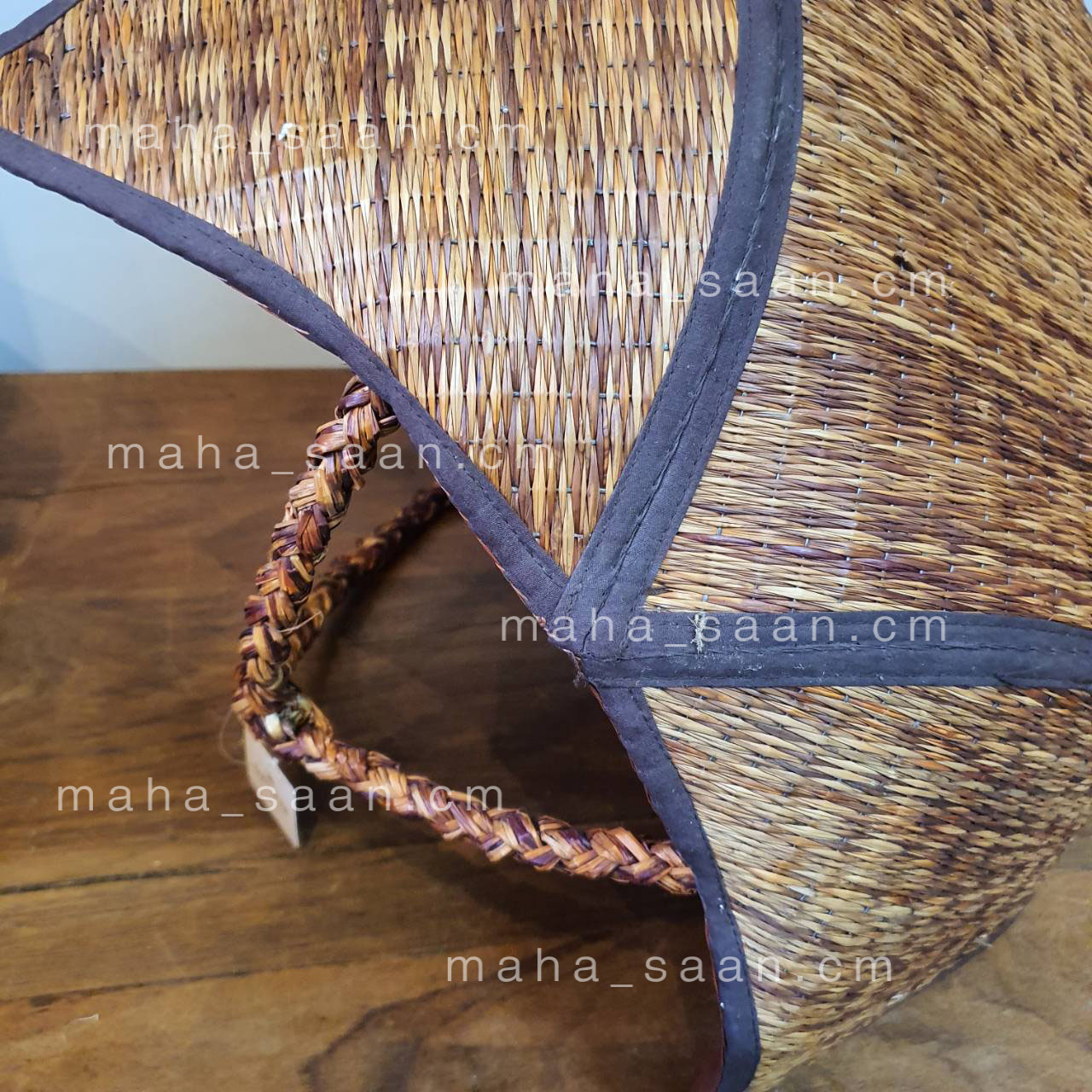 กระเช้ากระจูดทรงเหลี่ยม หูหิ้ว บุผ้า สำหรับจัดกระเช้า แต่งร้าน แนววินเทจ งานฝีมือ วัสดุจากธรรมชาติ ✿