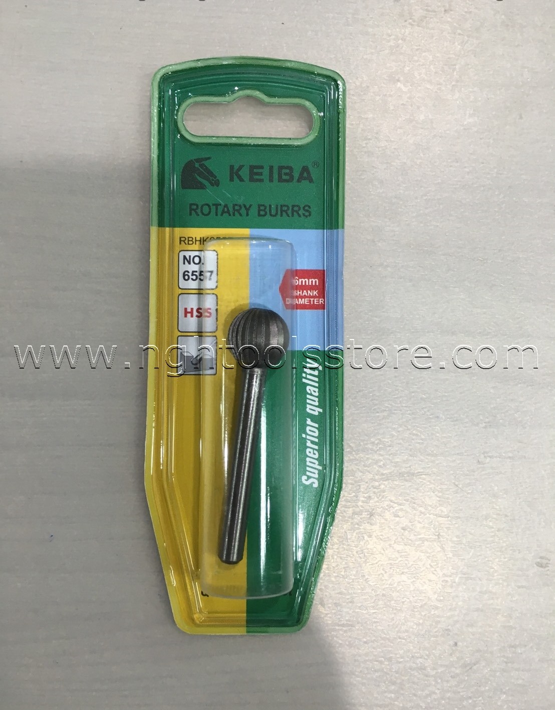 เจียรเหล็ก เบอร์ 6557 แกน 6 มิล ยี่ห้อ KEIBA