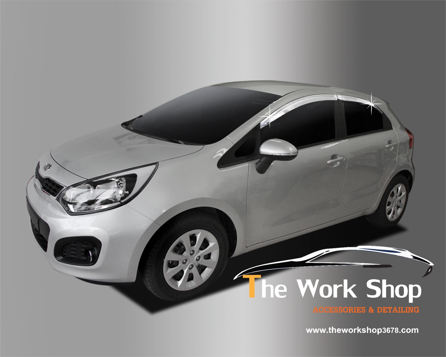 Chrome Door Visor for Rio 5 Door ( กันสาดแบบโครเมี่ยม )