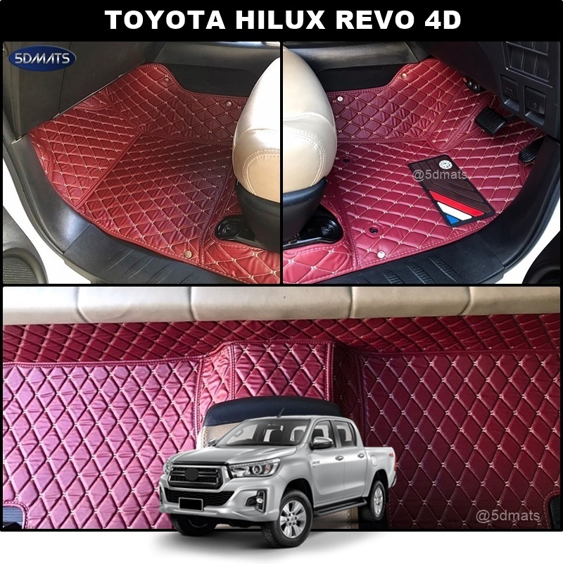พรมปูพื้นรถยนต์6D TOYOTA REVO 4ประตู พรม6D QX หนังหนานุ่ม เต็มคัน (3ชิ้น)