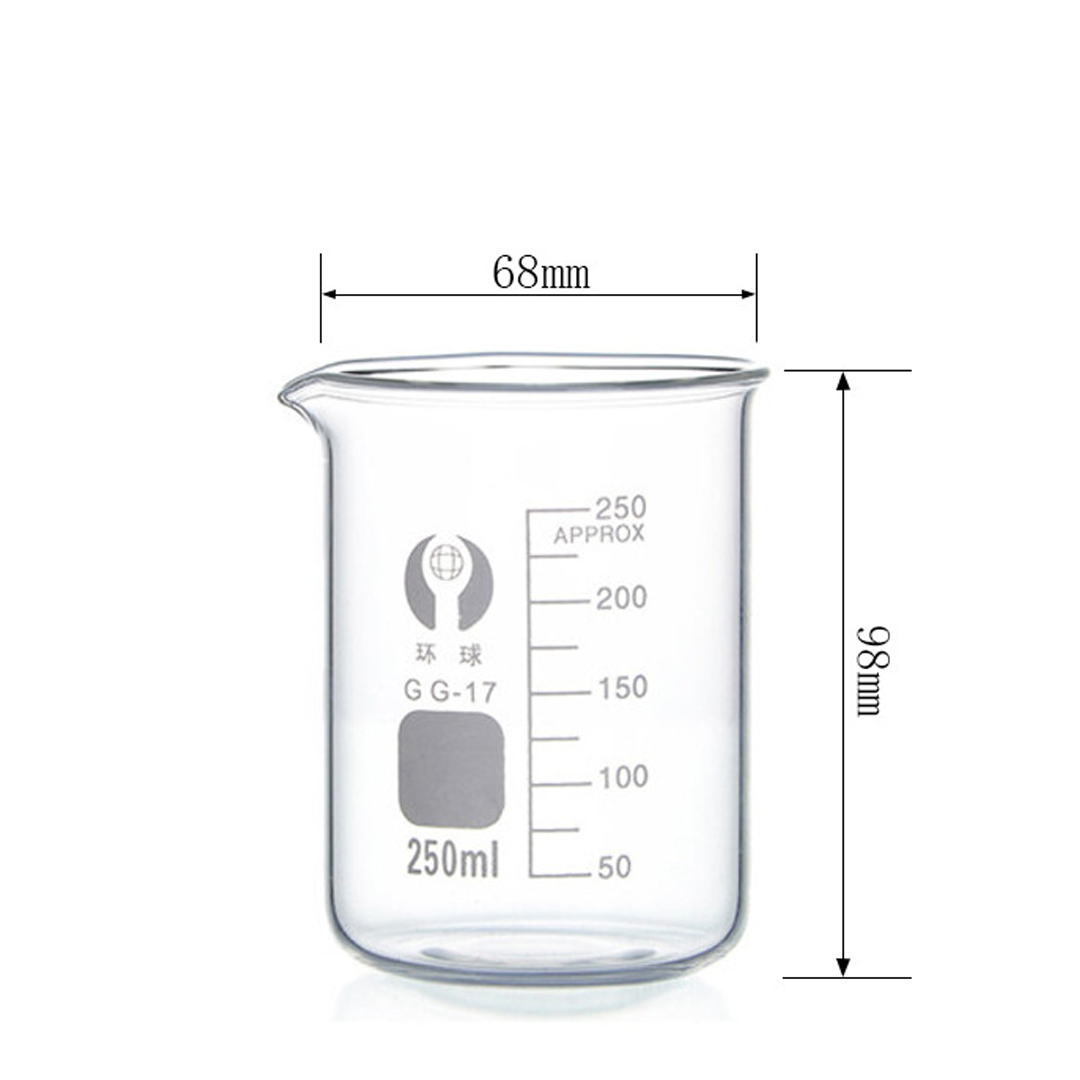 🔅beaker บีกเกอร์ แก้ว ขนาด 25 ml 50ml 100ml 250ml 1000ml Glass Beaker (Borosilicate Glass)