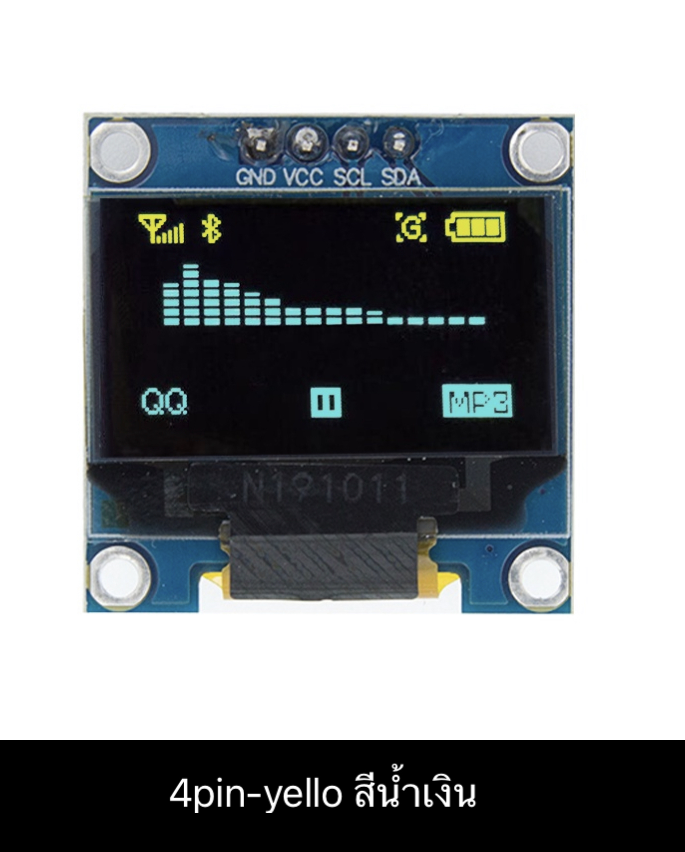 โมดูลจอแสดงผล OLED ขนาด 0.96 นิ้ว 128X64 (สีน้ำเงิน) 4 Pin - เชื่อมต่อแบบ I2C