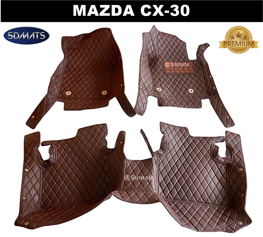 พรมปูพื้นรถยนต์MAZDA CX-30 พรม5D VIP พิมพ์ลายสามมิติ ไร้ด้ายเย็บ เต็มคัน (3ชิ้น)