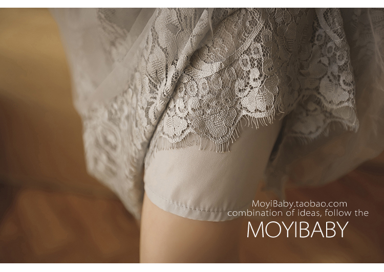 Cotton and Lace Long-แขน Dress for pregnant Woman M-XXL