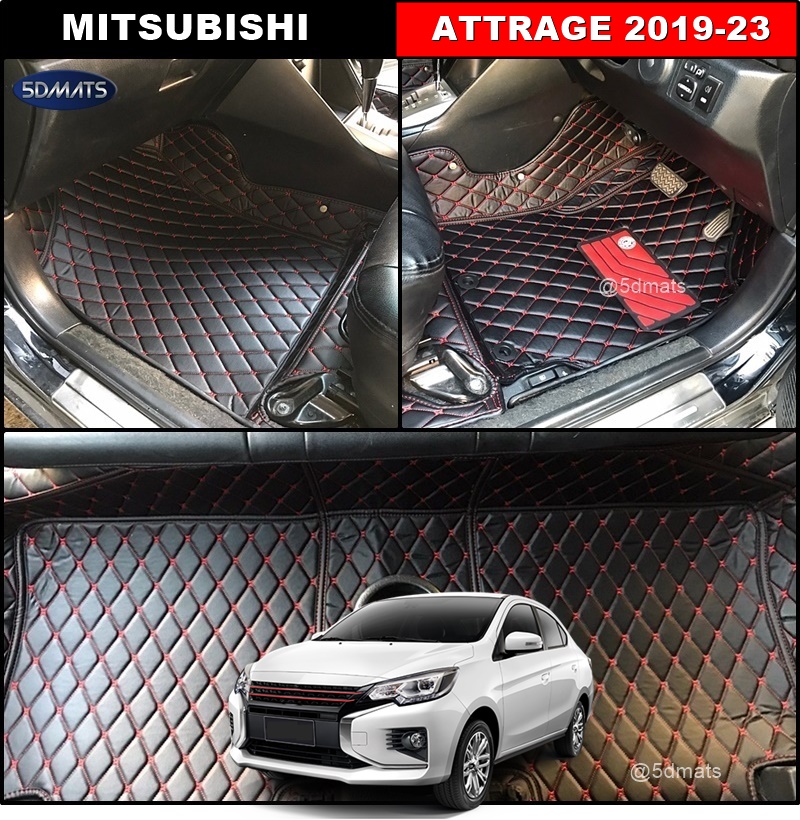 พรมปูพื้นรถยนต์6D MITSUBISHI ATTRAGE 2019-23 พรม6D QX สวยงาม เข้ารูป ปูเต็มคัน 3ชิ้น