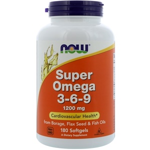 Now Foods, Super Omega 3 - 6 - 9, 1200 mg, 180 Softgels