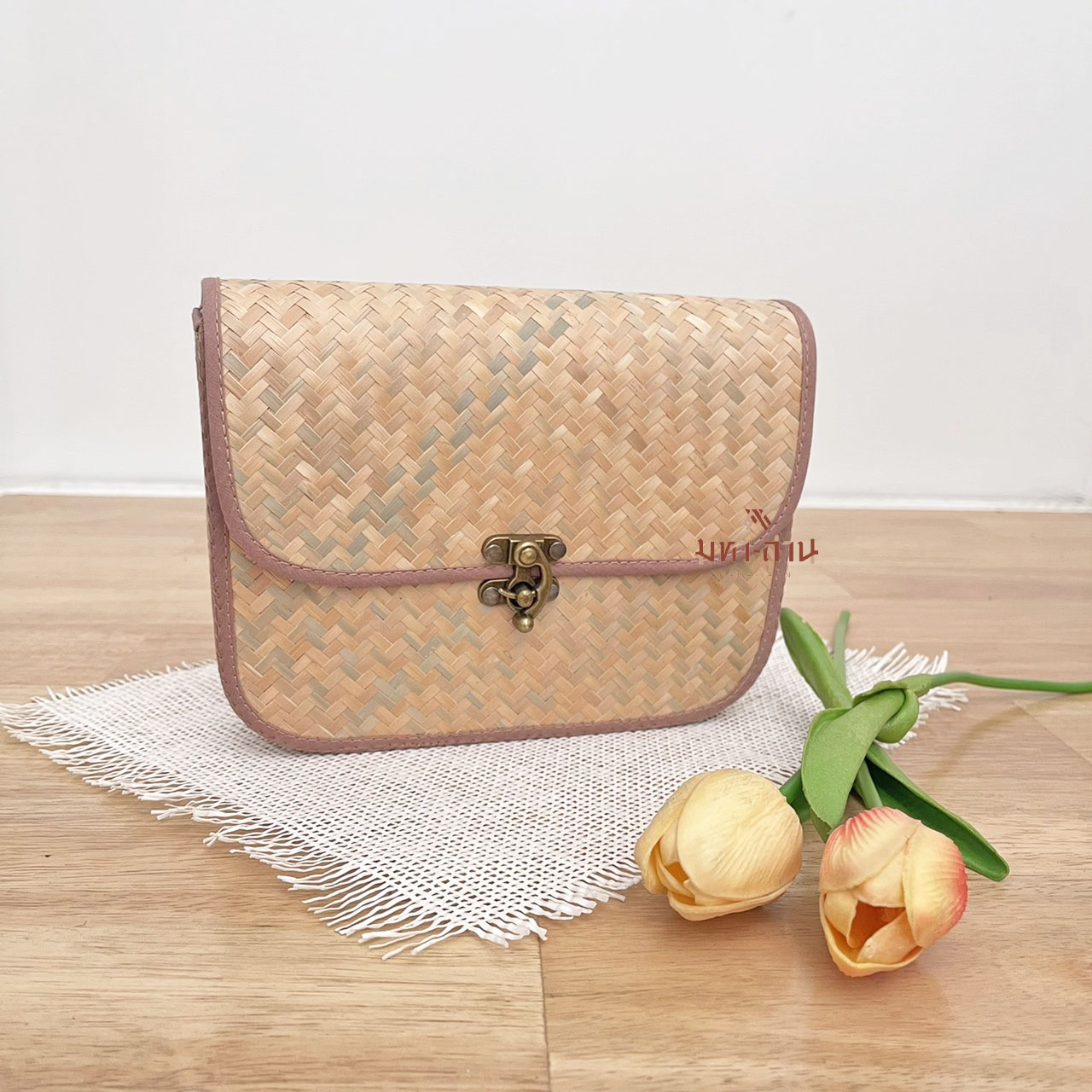 กระเป๋าสาน กระเป๋ามินิมอล กระเป๋าเกาหลี กระเป๋าสะพาย กระเป๋าไปคาเฟ่ 🤎