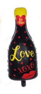 ลูกโป่งขวดแชมเปญ Love สีดำ / Black Champagne Love Foil Balloon