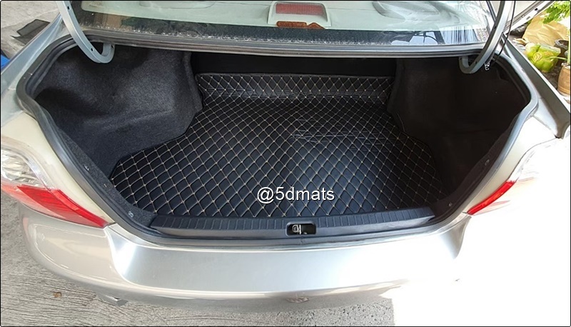 พรมปูพื้นรถยนต์6D TOYOTA VIOS 2002-07 พรม6D QJ VIP หนาพิเศษ เต็มคัน รวมแผ่นปูท้าย