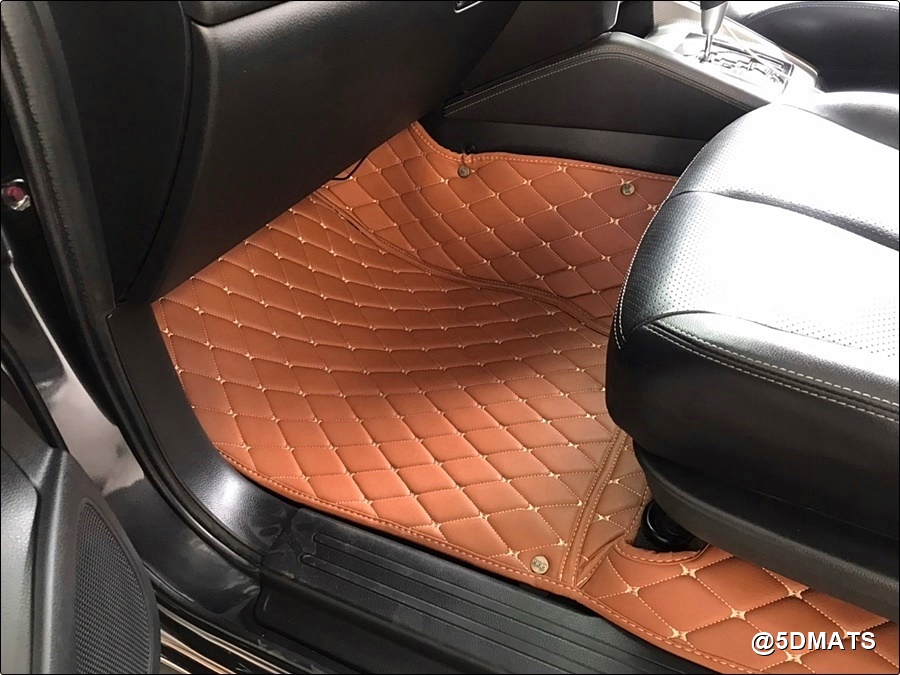พรมปูพื้นรถยนต์ 6D MITSUBISHI TRITON 4ประตู ปี2015-23 พรม6D QJ VIP หนาพิเศษ สีน้ำตาล เต็มคัน 3ชิ้น