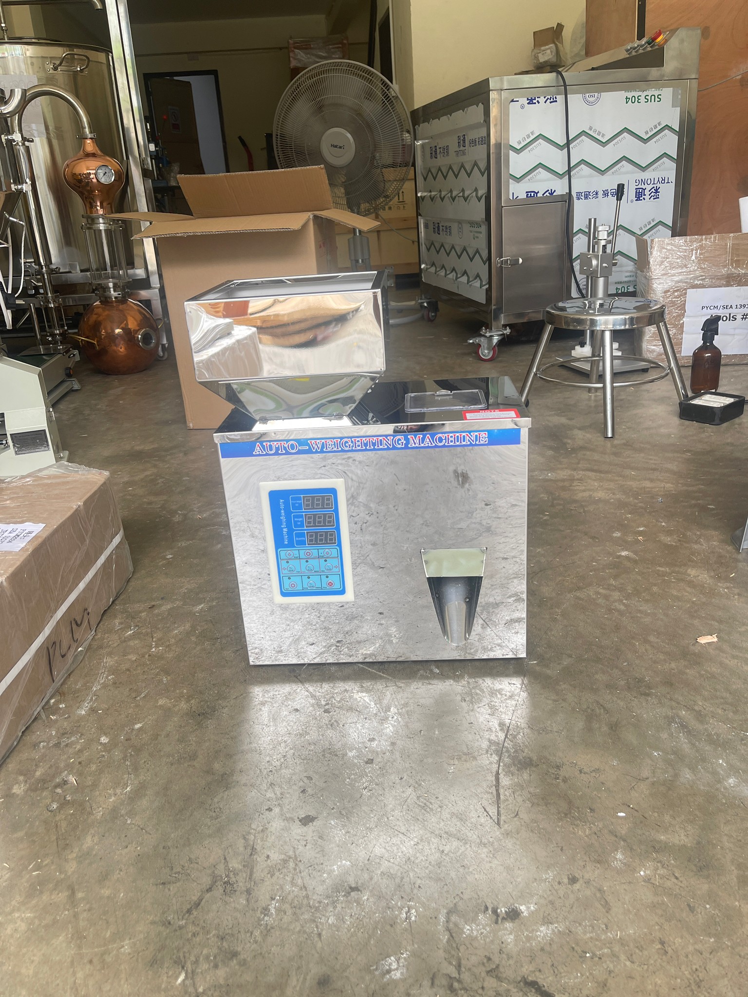 🌈12583 เครื่องบรรจุผง เมล็ด แนวตั้ง 0.5-99 กรัม ระบบสั่นในตัว ,สแตนเลส 220v /180w F-100