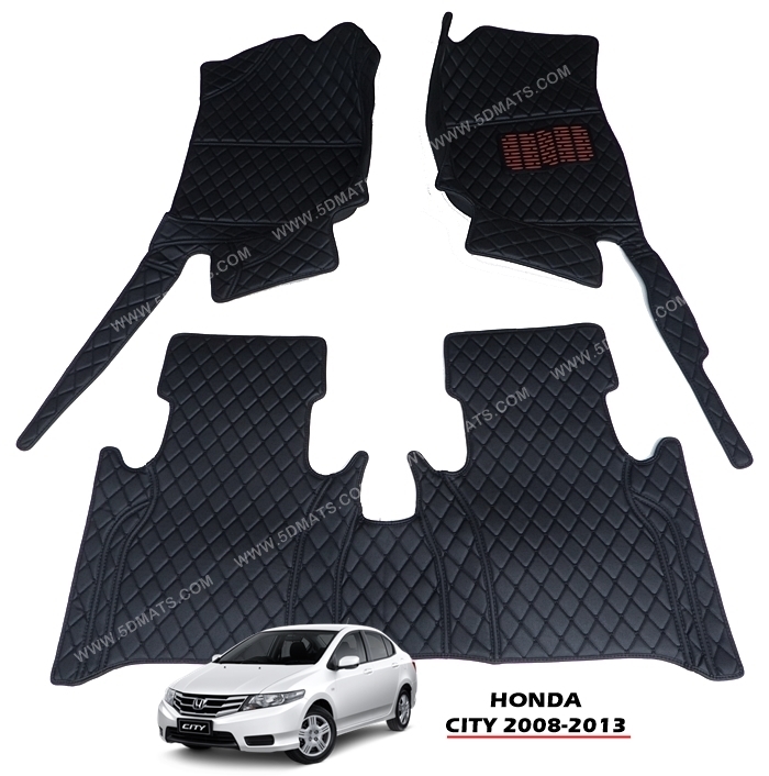 พรมปูพื้นรถยนต์6D HONDA CITY ปี2008-2013 สีดำล้วน เต็มคัน 3ชิ้น