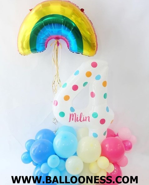 ฐานตั้งตัวเลขโทนสีพาสเทล + สายรุ้ง1ใบ / Number stand + Rainbow 1piece