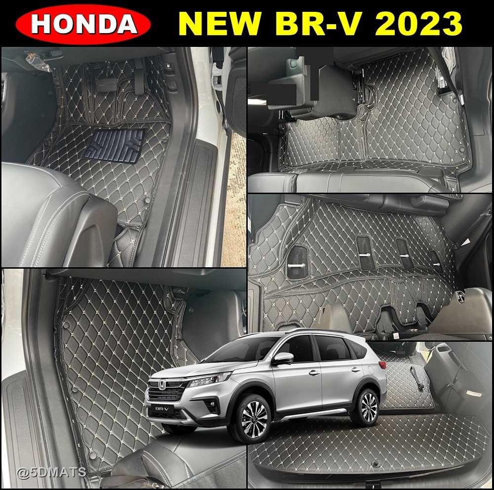 พรมปูพื้นรถยนต์ 6D HONDA BR-V 2023 พรม6D เกรดA เข้ารูป รวมแผ่นท้าย ปิดเบาะ เต็มคัน