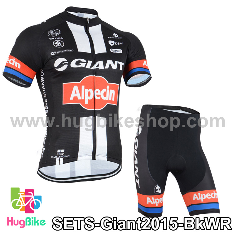 ชุดจักรยานแขนสั้นทีม Giant 15 สีดำขาวแดง