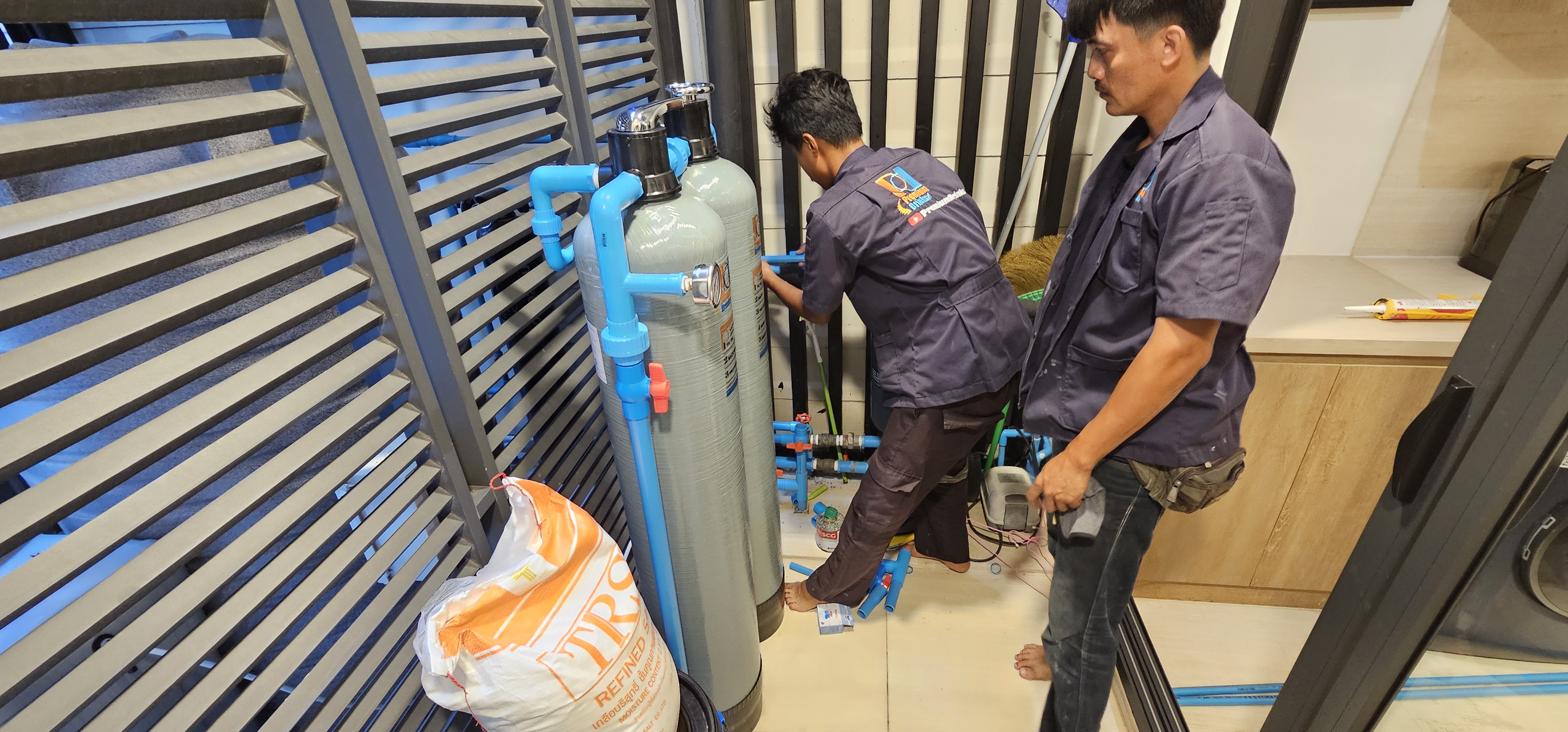 ถังกรองน้ำภายในบ้าน2ถังขนาดจุสาร50ลิตร+เครื่องกรองน้ำดื่มระบบRO