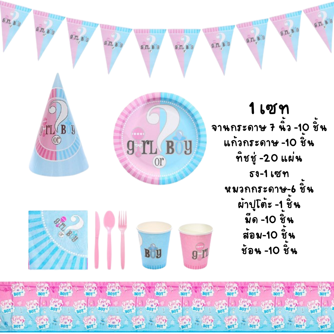 PARTY BOX SET วันเกิดสำหรับ6 คน / BOY OR GIRL? PARTY BOX SET