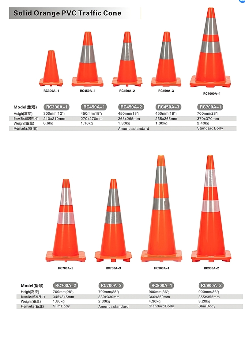 Solid Orange PVC Traffic Cone กรวยจราจร PVC คุณภาพสูงสีส้มสดใส