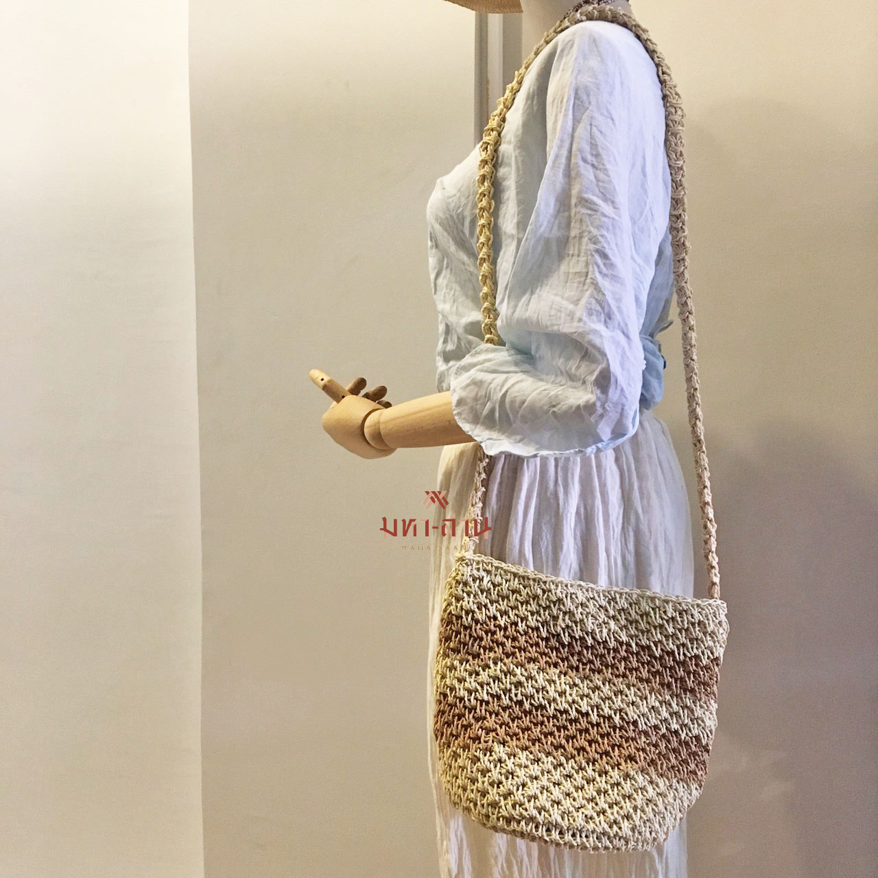 กระเป๋าถัก กลม 3สี 💚🤎🤍