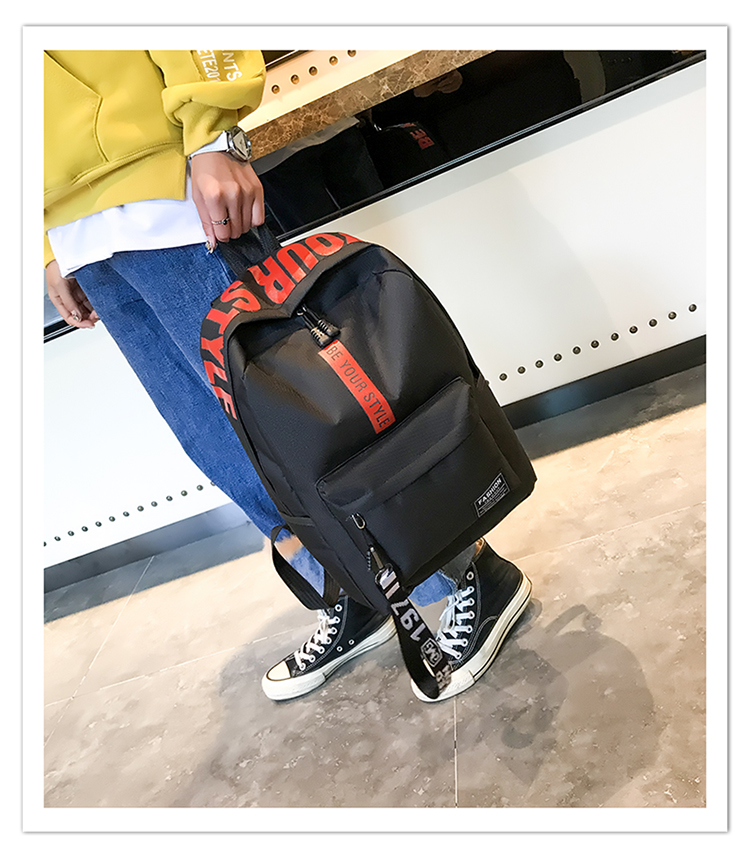 Harajuku เกาหลีหญิงวิทยาเขตกระเป๋าเป้กระเป๋านักเรียน (สีดำและสีเหลือง)