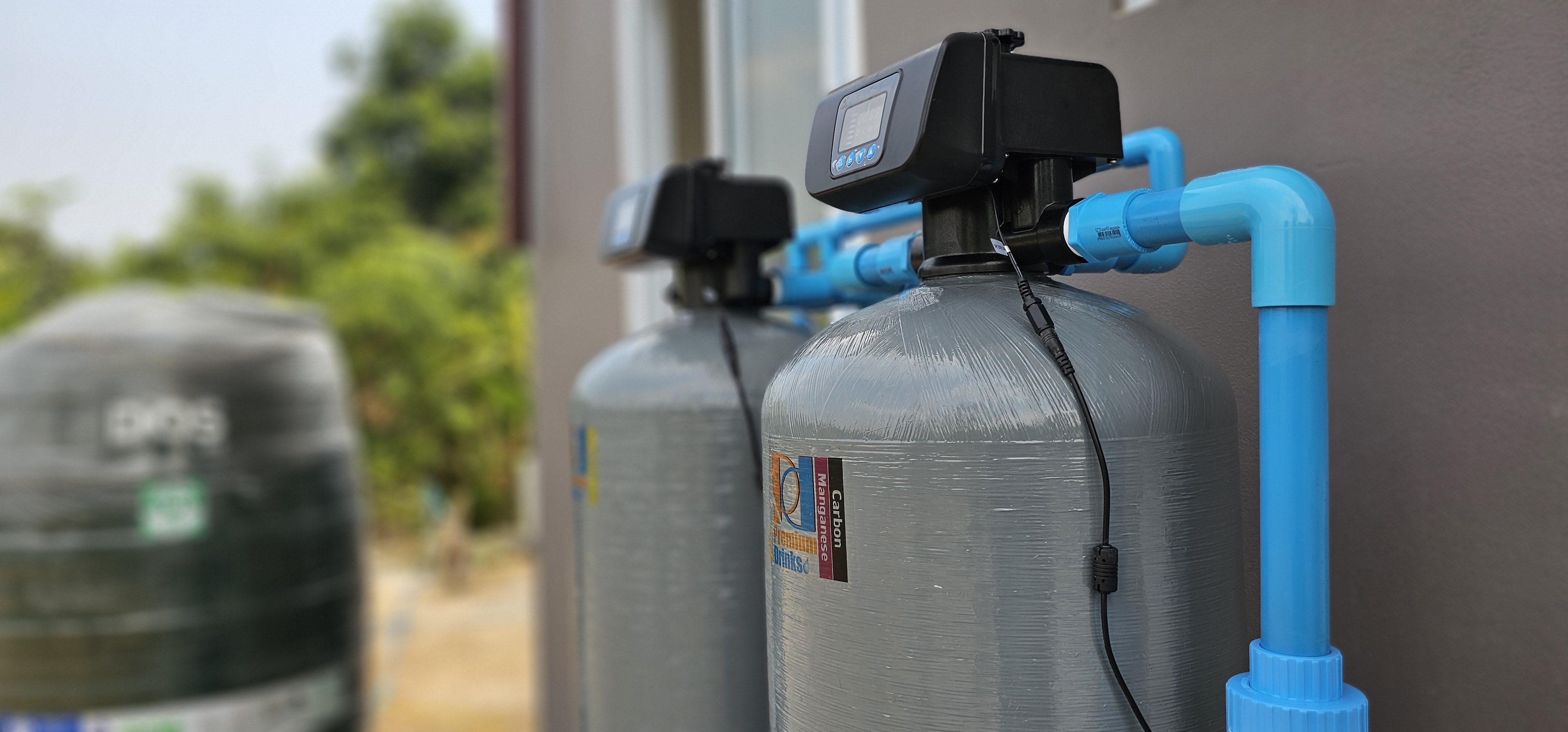 ชุดถังกรองน้ำภายในบ้าน2ถังขนาดจุสาร100ลิตรAUTO+เครื่องกรองน้ำระบบRO