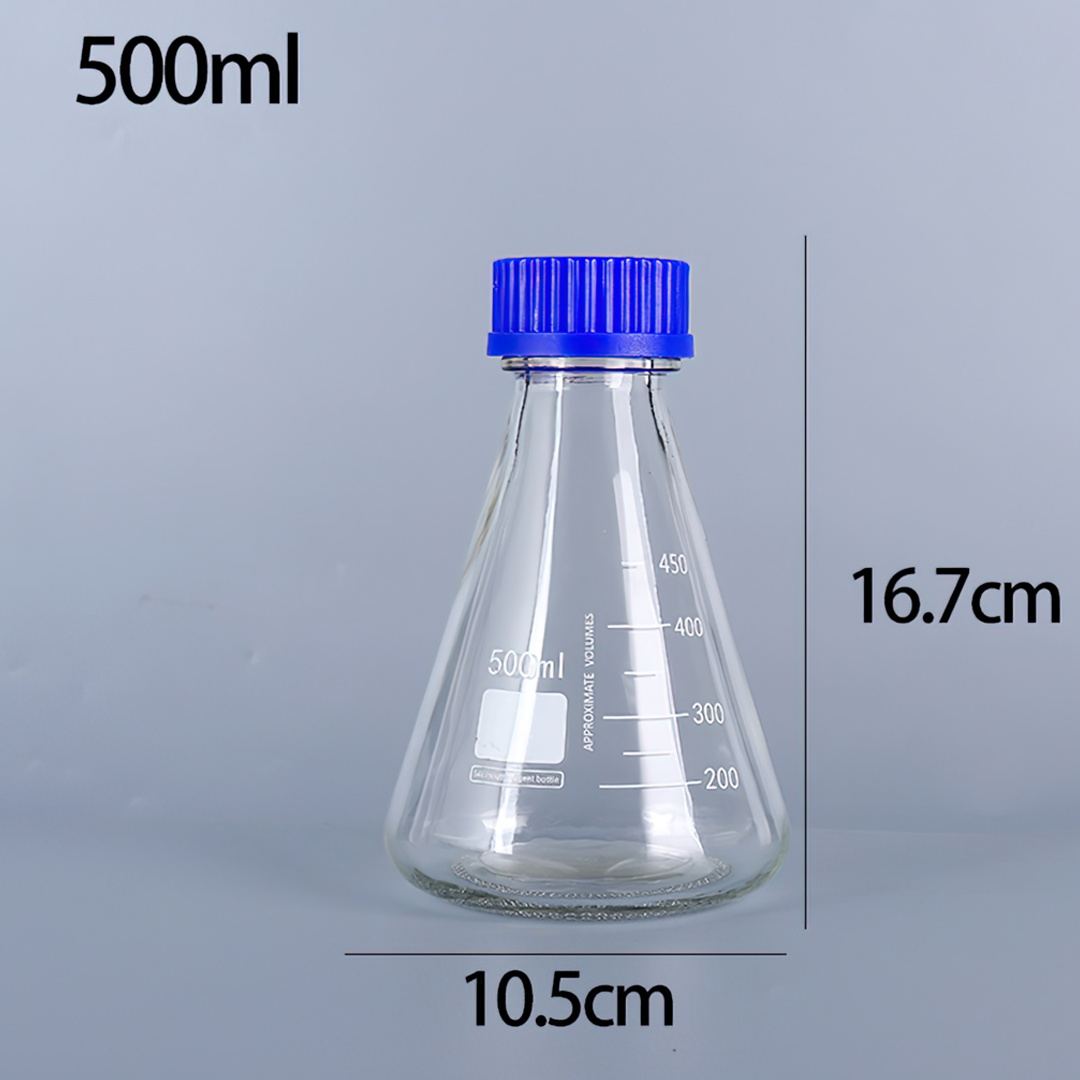 ขวดแก้วทรงกรวย Erlenmeyer flask /conical flask มีสเกล 500/1000ml