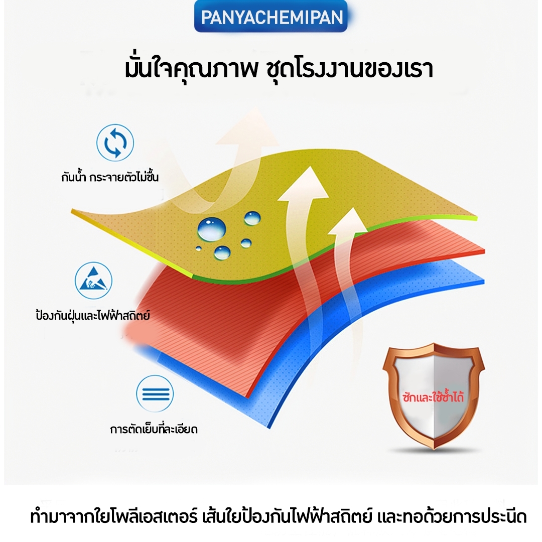 🌈ชุดทำงานในโรงงาน(เสื้อ+กางเกง+หมวก) ชุดป้องกันไฟฟ้าสถิต เสื้อสูท เสื้อกันฝุ่น BRT-003