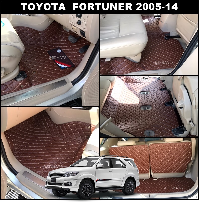 พรมปูพื้นรถยนต์6D TOYOTA FORTUNER 2005-14 พรม6D QX สวยงาม เข้ารูป ปูเต็มคัน 7ชิ้น
