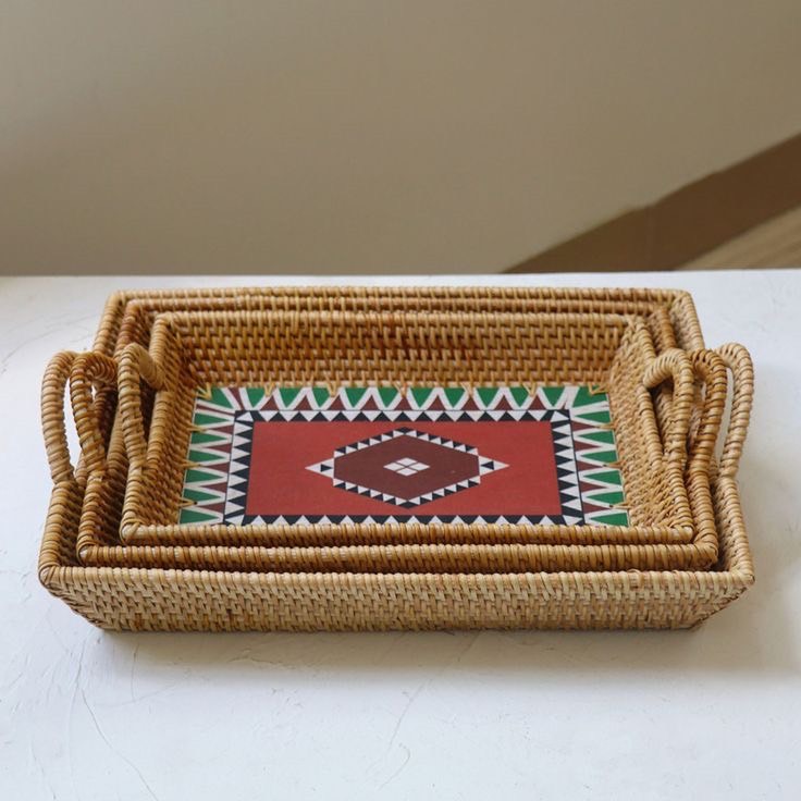 ถาดหวายสาน ถาดวินเทจ ถาดใส่อาหาร พร็อพถ่ายรูป Rattan Tray🎨